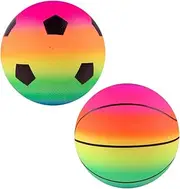 2 Pack Bouncing Balls Toy Safe Fun Rainbow Basketball for Boys and Girls Kindergarten Sports Toys for Home School
