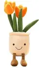13" Tulip Plush Toy, Orange Flower Pot Stuffed Throw Plushie Pillow Doll, Soft