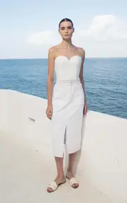 [Andres Otalora] Caminos Patch Pocket Linen Midi Skirt