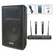 15" Powered Active PA Speaker 2-Way TWS BT Speaker + 2CH UHF Handheld Microphone