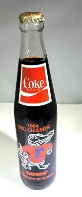 Coca-Cola Glass 10 ounce bottle University of Florida Gators SEC 1984 Champs!