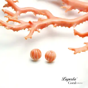 大東山珠寶 3月星座 禮物貝殼 天然粉色珊瑚耳環 14K金