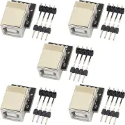 5Pcs USB Type B Breakout Board Female Connector USB to DIP Adapter PCB Power Boa