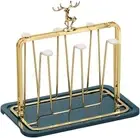 Glass Cup Drying Rack with Drain Tray,Elk Relief Design Coffee Cup Holder Wine