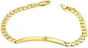 [Generic -] ID Bracelet Real 18k Yellow Gold Filled Kids Baby Identification Bangle 14cm, W 3.20gr, Plate 25mm