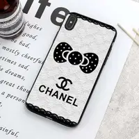 在飛比找蝦皮購物優惠-香奈兒 Chanel* 黑色印花硬殼手機殼保護套適用於 IP