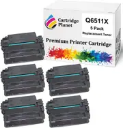 5 Pack Compatible Toner Cartridge Replacement for HP Q6511X 11X (12,000 Pages) for HP Laserjet 2410 2420 2420d 2420dn 2420n 2430 2430dtn 2430n 2430t 2430tn