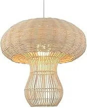 Retro Rattan Pendant Light 17.7''W Boho Lampshade Southeast Asian Style Hand-Woven Bamboo Chandelier Mushroom Design Hanging Ceiling Light Fixture, for Restaurant Tea Room Corridor Lamp