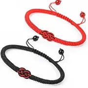 [Kilener] Couples Gifts for Boyfriend Girlfriend Matching Bracelets for Couples Best Friends Red Black String Bracelet for Couple Bff