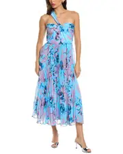 ML Monique Lhuillier Audra Chiffon Midi Dress