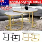 Set of 2 Metal Wrap Base Nesting Coffee Table Stacking Accent Table Living Room