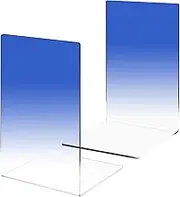 Book Ends, Acrylic Bookends, Clear Book Ends for Shelves, Desk Book Organizer, Book Holder Stand Decorative for Heavy Books, CDs, Video Games (1 Pair/2 Pieces, Gradient Royal Blue)
