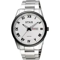 在飛比找PChome24h購物優惠-STAR 時代 羅馬城市時尚手錶-白x黑框/43mm 1T1