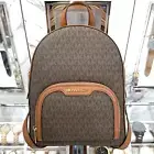 Michael Kors Jaycee Medium MK Signature Logo Backpack Luggage Brown