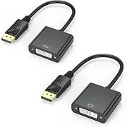 DisplayPort to DVI Adapter Cable 2-Pack, DP Display Port to DVI-I 24+5 Single Link Male to Female Adaptor Compatible for Dell, HP, Lenovo with Computer, Desktop, Laptop, PC, Monitor, Projector