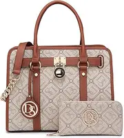 [Dasein] Women's Fashion Handbags Shoulder Bag Satchel Purse Tote Top Handle Work Bag 2pcs Set for Ladies Women