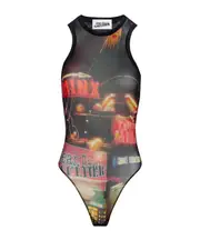 Pigalle-print mesh bodysuit XXS,S,XL,XXL Black