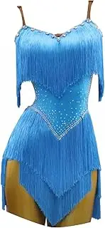 [JRUIA] Latin Performance Costumes for Women Cha Cha Tango Dancewear with Layered Tassels Salsa Practice Dacning Dresses