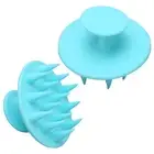 2pcs Blue Hair Shampoo Brush Head Scrubber Soft Silicone Wet Dry Scalp Massa SD0