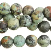 Dakota Stones Matte African Turquoise 10mm Round Gemstones. 8" Strand. ATQ10RD-M
