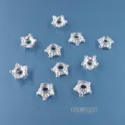 10 Solid Sterling Silver Textured Star Bead Cap Spacers 6mm #33877