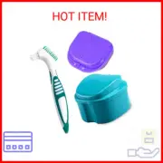 Denture Bath Case Cup with Denture Cleaner Brush & Retainer Holder Box, Complete