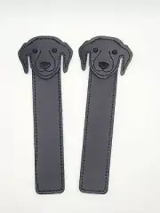 2 New Adorable Genuine Leather Bookmarks; Black, Labrador Retriever Lab Dog USA