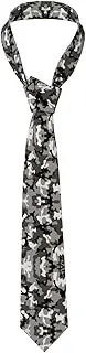 [CADREWY] Ack Grey White Camo Print Soft Men Necktie Classic Tie For Weddings And Special Occasions Ties Business, Black