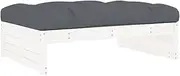 Patio Ottoman Footstool with Cushion, Small Footrest Seat All Weather Outdoor Furniture for Porch Deck Garden, White 120x80 cm