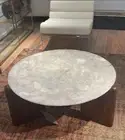 White Quartz Coffee Table, Center Table, Agate Round Modern Hallway Furniture