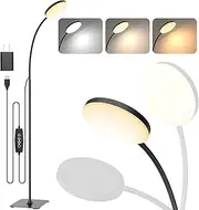 168 LED Floor Lamp, 2-in-1 Convertible Floor/Desk Lamp, 360° Adjustable Gooseneck, [3 Color Temperatures & 10 Brightness Levels], 10W USB Powered for Living Room, Bedroom, Office and Reading