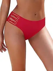 [SHEKINI] Strappy Bikini Bottoms for Women Mid Rise Swim Briefs Modest Bathing Suit Bottom