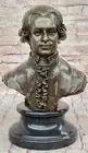 Bronze Sculpture Mozart Head Bust Art Deco Marble Base Figurine Home Deco Sale