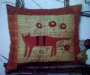 MAR Cat with flowers embroidery applique quilt block pattern Pieces of the Heart