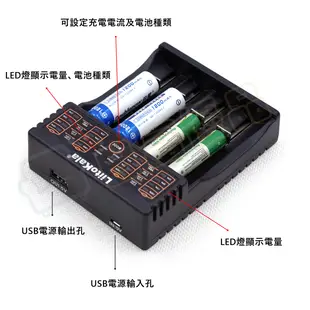 【台灣現貨】充電電池 單槽充電器 18650充電器 USB充電器 鋰電池 3號4號【Lii-100】 (6.6折)