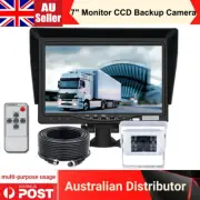 7" Monitor White CCD Rear View Reversing Camera 4Pin 12-24v For Caravan Trailer
