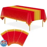 LIKAJON 4 Pack Red and Gold Tablecloth Party Decorations Plastic Red Tableclo