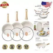 Healthy Nonstick Frying Pan Set - Induction Safe, 8" to 11" Granite Cookware