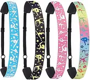 [Firuilo] 4PCS Gymnastics Dance Headbands Non Slip Adjustable Rainbow Hairbands Stretch Elastic Head Hoops for Kids