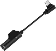 LIFKICH 2PCS Type C to Headphone Adapter with Reversible Design Aux Audio Cable for Charging and Listening Type C Devices Black