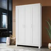 ELEGANT 3 Doors Wardrobe with Shelves Zoned Storage White Bedroom Storage Cabinet