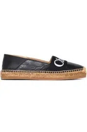 Chloé Womens Woody Logo Convertible Leather Espadrilles Flats 36 Black NIB $525