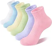 [COZYOFFI] White Ankle Socks for Women: 6/10 Pairs Cotton Running Athletic Socks