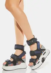 [Anthony Wang] Black Grey Mulberry Platform Sandals