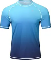[Huayuzh] Men's Watersport Rash Guards Swimming Shirts UV Swim Top UPF 50+ Quick Dry Short Sleeve Surfing Running Sports Top
