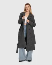 [Belle & Bloom] Front Runner Wool Blend Belted Coat - Charcoal