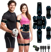 HENESE EMS Muscle Stimulator, Rechargeable Portable USB Muscle Stimulator, Ab...