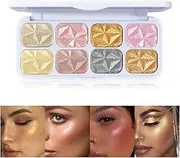 8 Colors Highlight Eyeshadow Palette,Sparkle Highlighter Shiny Eye Shadow Plate Pigmented Glitter Eyeshadow Professional Makeup (Highlighter)