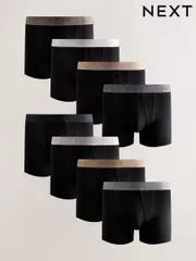 Black Neutral Waistbands A-Front Boxers 8 Pack (AA7724) | $73
