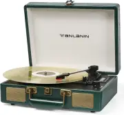 3-Speed Bluetooth Portable USB Record Player with Built-In Speakers (Green)